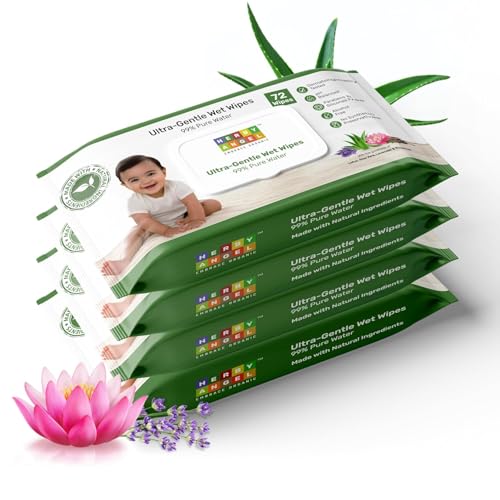 Image of Baby Wet Wipes with Lid, 99% Pure Water, 72 Wipes (Pack of 4)