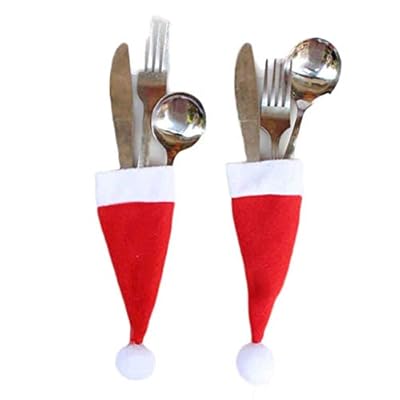 ErYao Christcmas Santa Hats Silverware Holders - Xmas Party Dinner Table Dinnerware Decorations Santa Claus Hat Silverware Pocket Holders, Set of 24/36 (red 24pc)