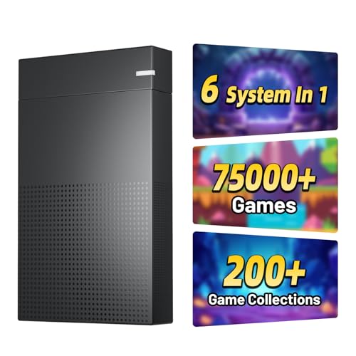 Kinhank 4TB Retro Gaming Hard Drive with 75 000+ Games 6 Systems in One External Retro Game Hard Drive with 200+ Emulators USB 3.0 HDD External Game Drive for PC for Win-7/8/10/11