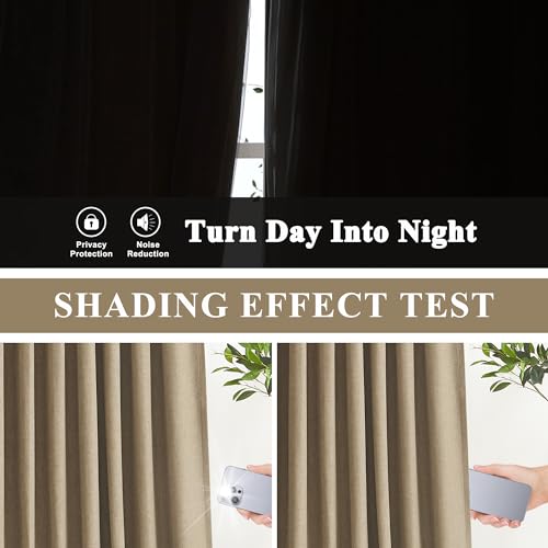 Image of Vision Home Brown Pinch Pleated Full Blackout Curtains Linen Blended Room Darkening Window Curtains 102 inch for Living Room Bedroom Thermal Insulated Pinch Pleat Drapes with Hooks 40 inch Wx102 Lx2