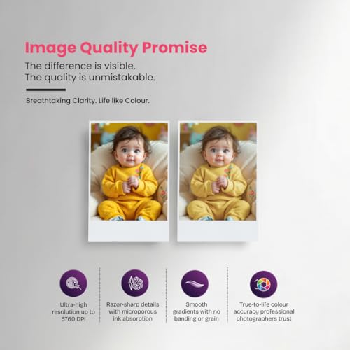 Image of Mira-Foto 4R Photo Paper 4x6 Inch (100 Sheets) | 5760 DPI Glossy Inkjet Photo Paper | Instant Dry, Water-Resistant | Compatible with Dye & Pigment Printers