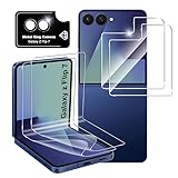 Fhyeugfy 【5 in 1】 for Samsung Galaxy Z Flip 7 Screen Protector, (2+2+1) Inner Screen Flexible Film + Tempered Glass Back Screen Protector + Camera Lens Protector,HD,Anti-Scratch,Bubble Free