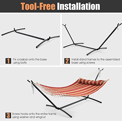 Giantex Hammock Stand W/Portable Storage Bag, 6-Level Adjustable Height, Heavy-Duty Patio Hammock Frame For 2 Persons, Hammock Holder Fits 9-13 Ft Hammock, 450 Lbs Capacity (Hammock Stand Only) #TOP7