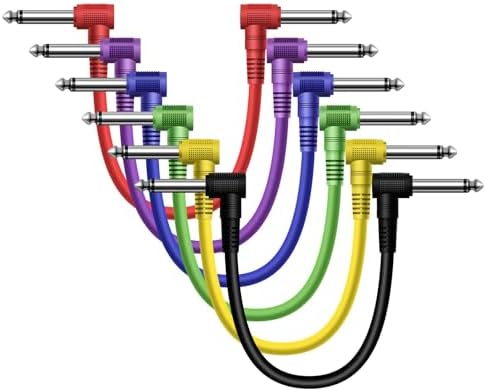 Premium 6 Pack 6 Inch Guitar Patch Cable, Noise Free, Long-Lasting