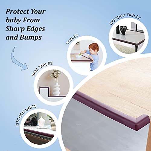 Image of SYGA Safety Strip Furniture Edge Guard + Corner Protector - 6.5ft Edge Guard + 4 Corner Guards for Baby Proofing and Child Safety (Brown Combo)