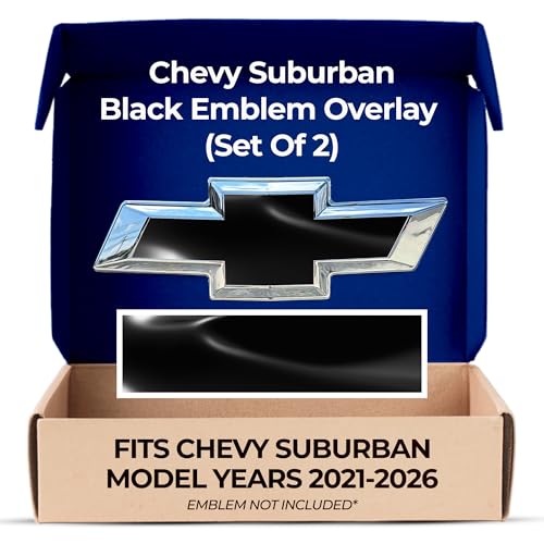 Chevy Suburban Black Grille and Liftgate Bowtie Emblem Overlay Decals 2021-2026 Set of 2