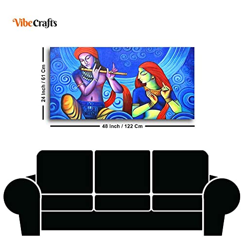 Image of VIBECRAFTS Canvas Paintings for Living Room Drawing Room Radha Krishna Canvas Wall Painting Fitted With Wooden Frame For Home | Office | Living Room | Gift (PTVCH 2476)