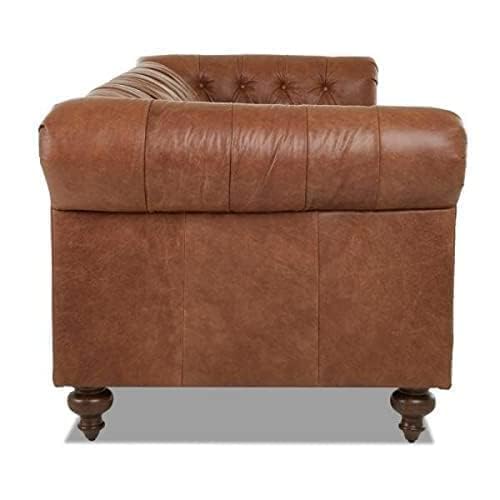 Image of 5 Seater Luxury Chesterfield Sofa Set | Velvet Upholstery | 3+1+1 Sofa for Living & Dining Room | 100% Solid Teak Wood Frame | Classic Tufted Design (Brown)