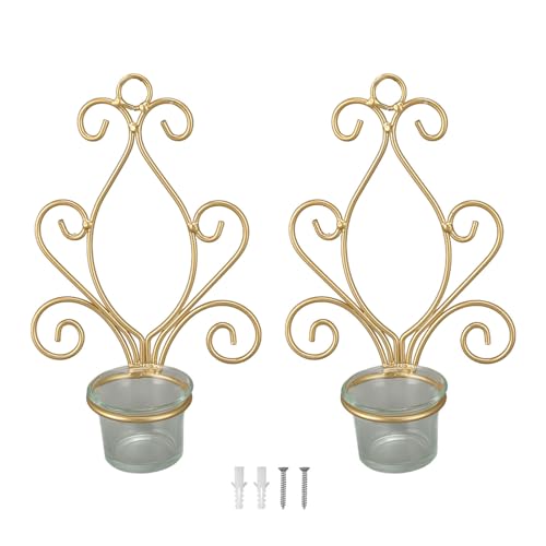 2 Portavelas de Pared Decorativos para Colgar en la Pared, Candelabros de Pilar, Candelabros Decorativos Vintage para Interiores Y Exteriores, Eventos, Fiestas, Decoraciones de Boda