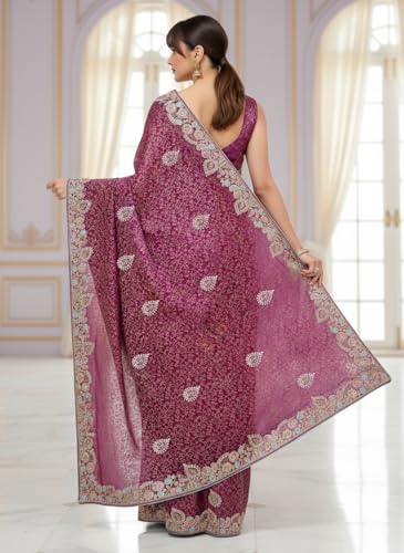 Image of Glory Sarees Women's Pure Soft Silk Banarasi Saree Traditional Embroidery Paisley Border With Blouse Piece (Qualamkars 103 Parent A)