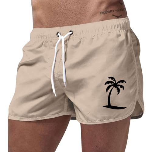 Verano 2025 Bañador para hombre Coco Estampado Poliéster Secado Rápido Casual Para Playa Ocio Viajes Vacaciones Al Aire Libre Deportes Acuáticos Trajes de Baño, I-caqui., 3XL