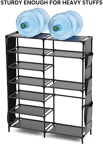 Image of COROID Digital Printed Multipurpose 6 Shelve Wardrobe,Foldable,Collapsible Fabric Wardrobe Organizer for Clothes Drawers Portable Wardrobe Clothing Space Saving Wardrobe (9-Layer, Black)