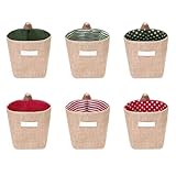 Diakey 6 Stück Hängekörbe, kleine Wandaufbewahrungskörbe zum Organisieren, Jute, faltbar, Hängeorganizer, Tasche, Boho-Wanddekoration mit S-Haken für Zuhause, Büro, Wäsche, Wohnheim