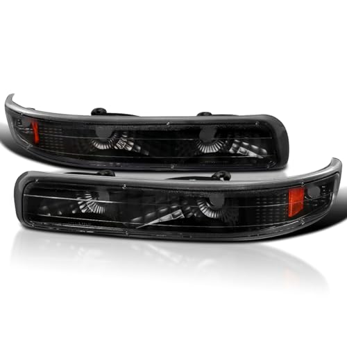 Spec-D Tuning Black Housing Clear Lens Bumper Lights Compatible with 1999-2002 Chevy Silverado, 2000-2006 Chevy Tahoe and Suburban 1500/2500, L+R Pair Assembly