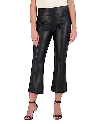 BCBGMAXAZRIA Womens Faux Leather Bell Shape Crop with Zipper Closure Pants, Black, 8 US