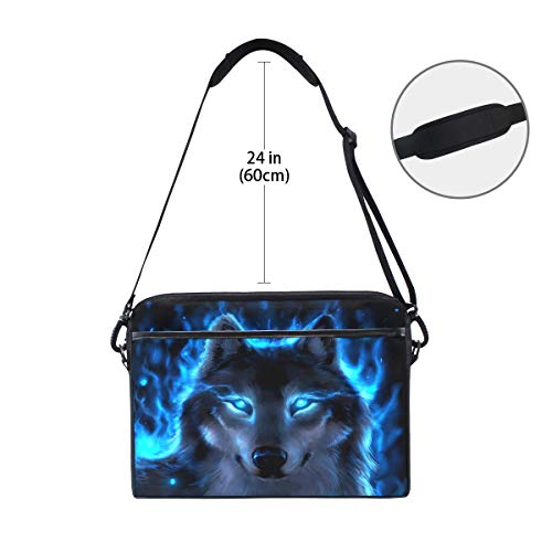 Alaza Cool Midnight Wolf Animal 15 Inch Laptop Case Shoulder Bag Crossbody Briefcase Messenger Sleeve For Women Men Girls Boys With Shoulder Strap Handle, For Her Him #TOP5