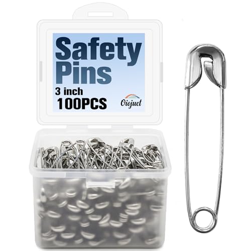 Oiojuct Large Safety Pins - 3 Inch Heavy Duty Big Safety Pins, 100 PCS for Sewing, Crafts, and Clothing