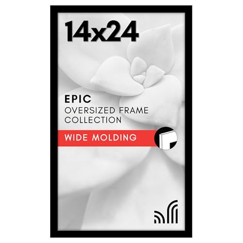Americanflat 14x24 Poster Frame with Polished Plexiglass - Black Picture Frame - Wide Photo Frames Made of Engineered Wood for Vertical or Horizontal Wall Display - Epic Collection - Black