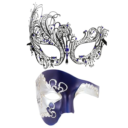 Image of Coddsmz Couples Masquerade Mardi Gras Christmas Venetian Cosplay Costume Halloween Party Mask Set