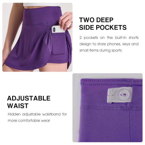 Image of FitsT4 Sports Girl's Golf Skirt Adjustable Waist Active Tennis Skort UPF50+