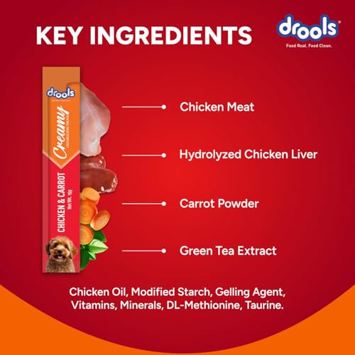 Image of Drools All Life Stages Dog Treats Creamy 5 Sticks Tasty & Nutritious Snack for All Breeds (15g x5) 75g | Chicken & Carrot Flavour | Ideal for Training | Supports Hydration | Boost Muscle Health