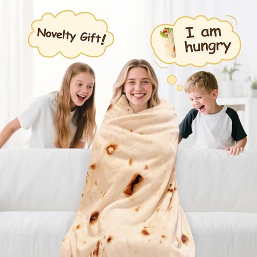 Image of mermaker Sherpa Burritos Tortilla Throw Blanket 71 inches for Adult Teen and Kids, Giant Funny Realistic Food Blankets, Novelty Soft Warm Sherpa Flannel Taco Blanket
