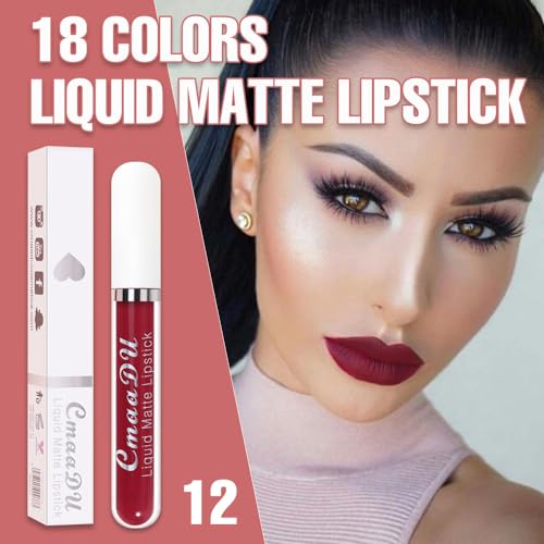 Image of evpct 1Pcs Plum Purple Liquid Matte Lipstick Lipgloss Set for Women, labiales mate 24 horas originales matte larga duracion 24 Hour Lipstick Lip Stains Long Lasting Waterproof 24, 12#
