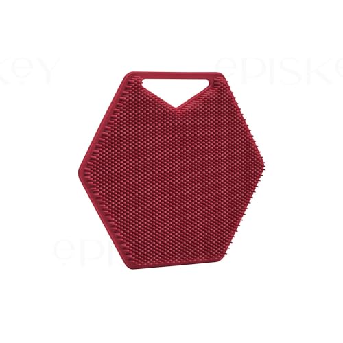 Image of Episkey Body Scrubber - Exfoliates & Deep Cleans - Silicone Shower & Bathroom Accessory with Bespoke Bristles and Ergonomic Handles (Burgundy)