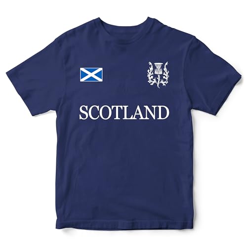 Scotland - Camiseta infantil de rugby con la cruz de San Andrés, azul marino, 9-11 años