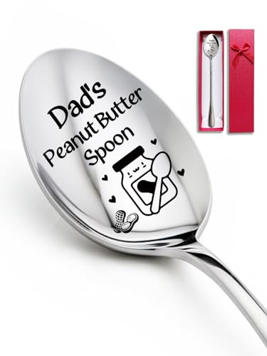 Advivio Dad's Peanut Butter Spoon, Funny Engraved Stainless Steel Dessert Spoon, Peanut Butter Lovers Gift for Dad, Father, Grandpa, Men, Birthday Christmas Father’s Day G