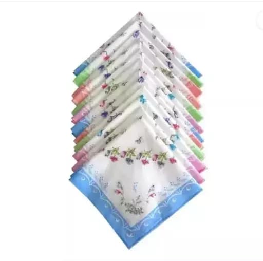 Ultra Soft Fabric Women's Hankies/Handkerchief/Rumal with Unique Patterns - Assorted Design (Pack of 12)-image-43