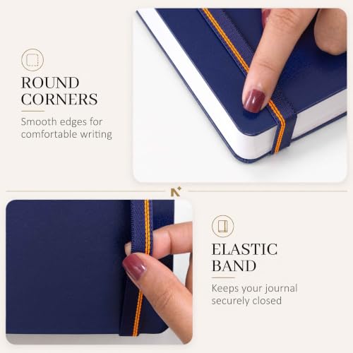 Image of NEORAH -B5 DOTTED | 368 Pages - 110 Gsm | PAGE A DAY JOURNAL (25x17.5 cm)-Hardcover Dot Grid Notebook |Back Pocket |3 Silk Book Mark - Completely HANDMADE for Journaling,Note Taking- DARK BLUE