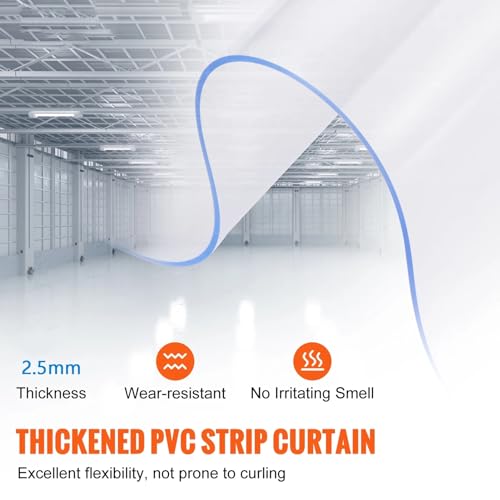 PVC Strip Curtain Kit – 165x200cm (65x78.7") Clear Vinyl Door Strips – 1.2mm Thick – Galvanized Track & Hardware Included – For Warehouses, Freezers, Shops & Pet Doors