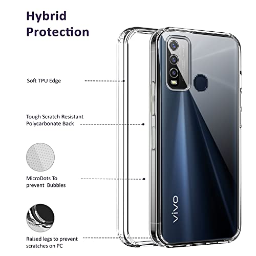 Image of Jkobi Back Cover Case for Vivo Y30 (Silicone Crystal Clear | Pure Camera Protection | Soft and Flexible for Charger and Headphone sockets | Shockproof Bumpers | Transparent)