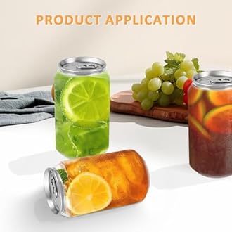 100 Pack, 330ml/11.2oz Plastic Juice Bottles with Aluminum Pop Can Caps, Disposable Leakproof Clear Bottles for Juice, Smoothies, Tea, Coffee, Compatible with Automatic Cup Sealer (not included)