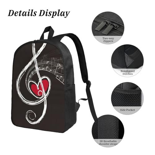 Mochila con estampado de símbolos musicales juego 3 en 1 de 17 pulgadas 5