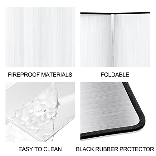 Jerzo Grease Splatter Guard For Stove Top, 2 Sided Stainless Steel Backsplash Behind Stove, Foldable Splash Shield Panel For Kitchen Wall Screen Baking Protector, 12 X 16'' Silver #TOP6