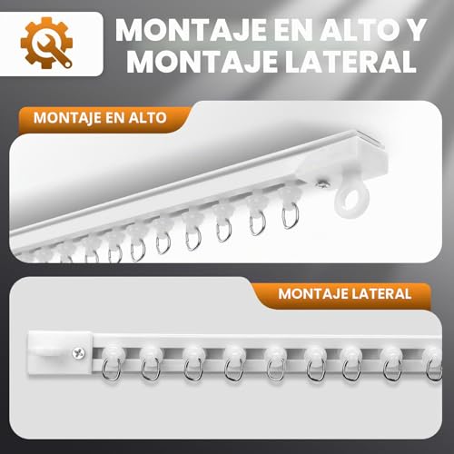 Miniatura 5 de Aromujoy Riel De Cortina Autoadhesivo Para Techo O Pared, 4 X 40 Cm 160 Cm, Riel De Cortina Sin Taladrar Ni Tornillos, Barra De Cortina Sin Taladrar Para Caravana, Cortina De Ducha, Armario, Separador