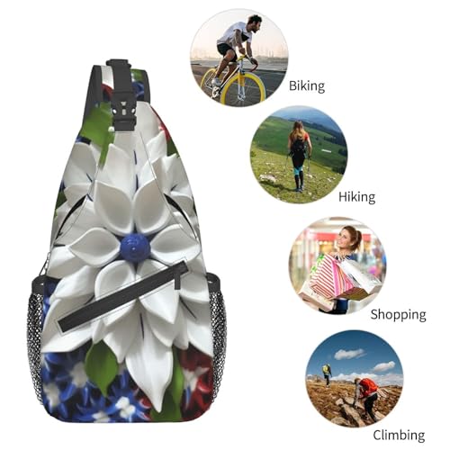 Bolso cruzado con diseño floral patriótico para hombre y mujer miniatura 6