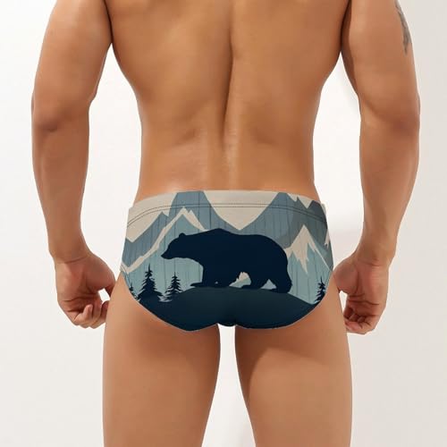 Forests Landscape Bears Mountains Lumbar Men's Swim Briefs Sexy Bikini Swimsuit Beach Shorts Underwear Low Waist2