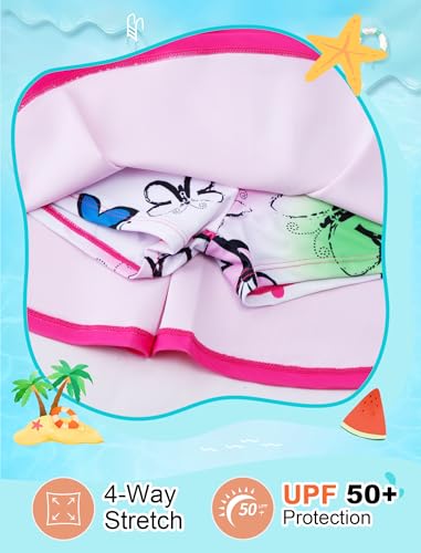 Image of Girls Swimsuit Long Sleeve Swim Shirt 3 Piece Rash Guard for Girls Bathing Suit with Boyshorts