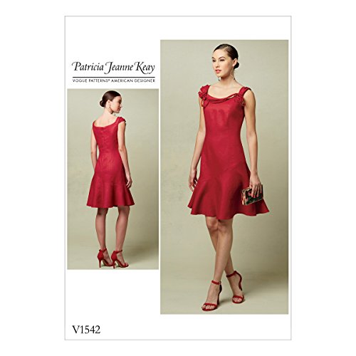 Vogue Patterns V1542 Misses'/Misses' Petite Princess Seamed, Flounced Dress with Shoulder Detail Sewing Pattern, Size A5 (6-8-10-12-14)