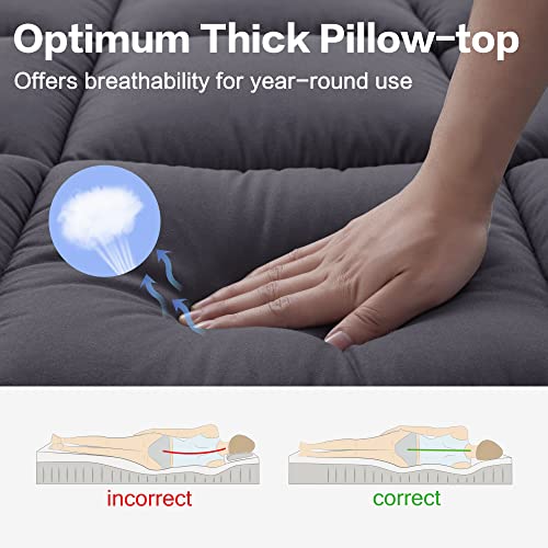 Bedluxury King Mattress Topper Extra Thick Mattress Pad Cover For Back Pain Breathable Cooling Bed Overfilled Down Alternative Filling #TOP3