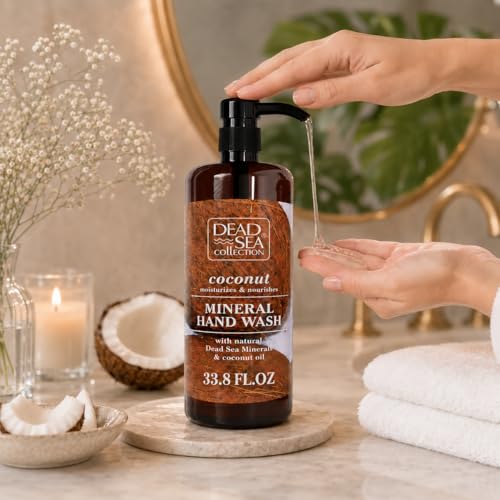 Image of Dead Sea Collection Hand Soap Pump Coconut - Hand Wash Liquid with Dead Sea Minerals and Coconut Oil - All Skin Types Moisturizing & Nourishing - Pack of 2 (33.8 Fl Oz Each) - 67.6 Fl Oz