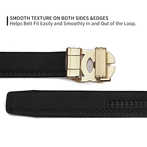 ARIMIA Fashion Mens Real Leather Ratchet Belt Black Adjustable Length Full Grain Soft Genuine Cowhide Strap 1.5 Inch Wide4