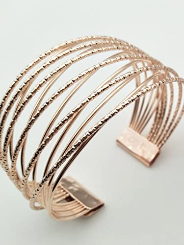 Long Tiantian Bangle Bracelet For Women Rose Gold Cuff Bracelet For Teen Girls Multi-Layer Cross Wire Bracelet Rose Gold Open Bangle Bracelet For Best Friend(E) #TOP4