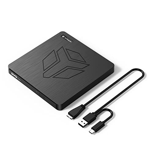 Yottamaster Lecteur CD DVD Externe, USB 3.0 Type C Slim et Portable Graveur CD DVD Support CD DVD +/-RW Drive pour TV et Ordinateur Portable Cover
