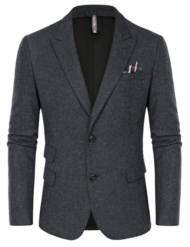 PJ PAUL JONES Herren Sakko Elegante Business Sakko 2 Knöpfe Regular Fit Freizeit Jackett (Dunkelgrau, XL)