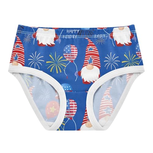 Cute Gnomes USA Flag Blue Panties Little Girl Toddler Underwear Custom Cotton Flower Briefs Underpants 2t