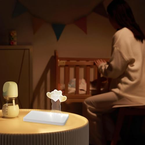 Lampe de bureau à intensité variable 3 couleurs avec veilleuse coeur LED acrylique - 3